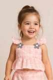 Daisy Bloom Pink Peplum Top & Shorts Co-ord Set for Girls