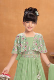 Pastel Green Embroidered Lehenga Choli with Dupatta For Girls