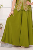 Olive Green Embroidered Palazzo Set with Dupatta Palazzo Set For Girls