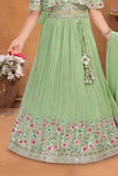 Pastel Green Embroidered Lehenga Choli with Dupatta For Girls