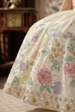 Girls White Floral Embroidered Lehenga Set With Dupatta