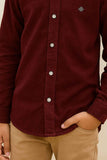 Maroon Corduroy Shirt For Boys