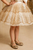Girls Golden  Sequin Bow Party Wear Frock