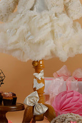 Cream Ruffled And Sequin Frock With Overcoat For Girls