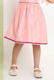 Peach Sleeveless Chanderi Silk Embroidered Frock For Girls