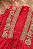 Coral Red And Gold Floral Embroidered Jacket With Embellished Sharara Set