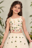 White Embroidered Lehenga Choli Set For Girls