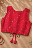 Coral Red And Gold Floral Embroidered Jacket With Embellished Sharara Set