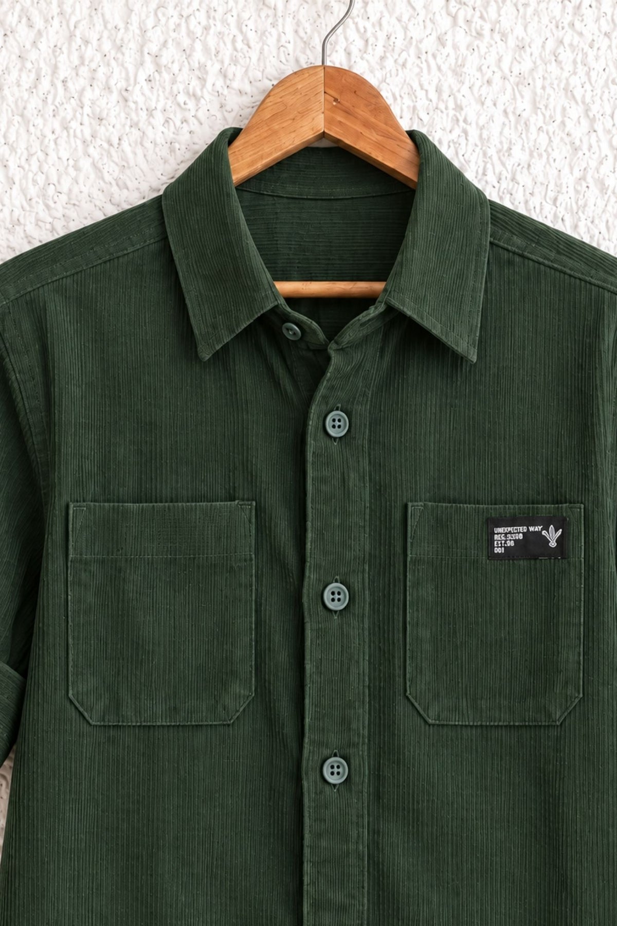 Boys Green Solid Double Pocket Shirt