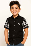 Black Typography Sleeve Shirt For Boys