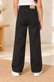 Black Solid Straight Fit Jeans For Girls