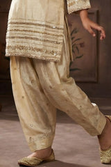 Girls Ivory Embroidered Kurta Set