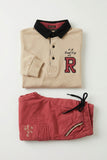 Beige Sweatshirt  with Dusty Rose Cargo Trouser Set