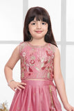 Pink Floral Embroidered Lehenga Choli with Dupatta For Girls