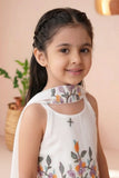 Girls White Floral Embroidered Sharara Set with Dupatta