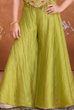 Girls Lime Green Embroidered Palazzo Set With Dupatta