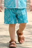 Boys Blue Shorts Set with Printed Shirt And Graphic T-Shirt