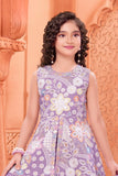 Lilac Multi-Thread Embroidered Palazzo Set for Girls