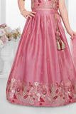 Pink Floral Embroidered Lehenga Choli with Dupatta For Girls