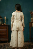 Cream Heavy Embroidered Palazzo Set For Girls