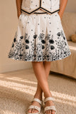 White And Black Printed Sleeveless Skirt Set for Girls