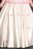 Off White And Pink Floral Applique Party Wear Gown for Girls