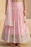 Pink Floral Embroidered Lehenga Choli with Dupatta For Girls