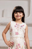 Cream Floral Embroidered Gown For Girls