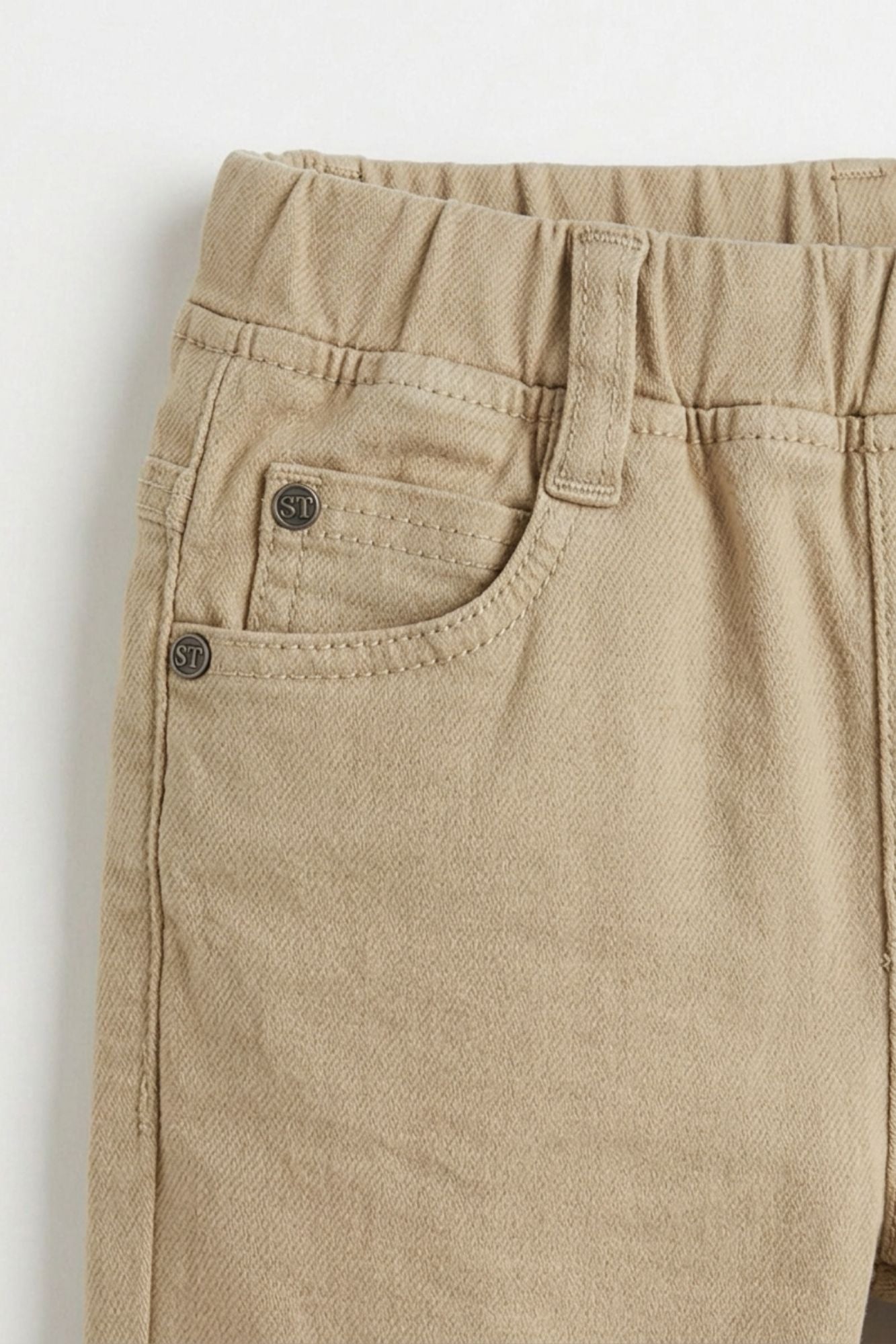 Beige Solid Casual Pant
