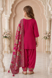 Rani Pink Delicate Floral Embroidered Patiala Set with Dupatta
