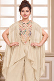 Ivory Multicolour Embroidered Cape Style Top With Wide-Leg Palazzo Set