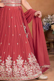 Red Embroidered Lehenga Choli with Dupatta For Girls
