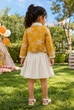 Mustard Yellow Embroidered Jacket and Skirt Set