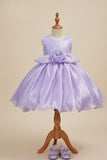 Lavender Shimmer Party Wear Frock with 3D Floral Appliqué For Girls