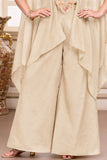 Ivory Multicolour Embroidered Cape Style Top With Wide-Leg Palazzo Set