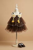 Brown Frock With Playful 3D Floral Applique