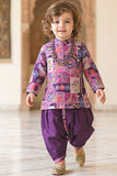 Boys Purple Multicolour Floral Printed Kurta Dhoti Set