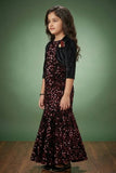 Black and Wine Sequin Mermaid Gown with Shrug For Girls