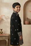 Boys Black Embroidered Sherwani Set