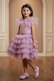 Girls Lavender Ruffle Skirt Set with Embroidered Top And And Ruffle Detailing