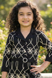 Black Geometric Embroidered Bodycon Dress For Girls