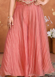 Girls Peach Embroidered Palazzo Set With Dupatta