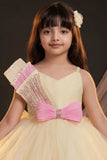 Girls Pastel Yellow and Pink High Low Party Dress with Sequin