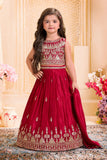 Mughal Jaal Motif Maroon Embroidered Lehenga Choli with Dupatta
