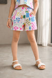 Playful Abstract Printed Waistcoat Top and Shorts Co ord Set