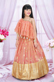 Peach Stone Work And Zardosi Work Lehenga Choli For Girls