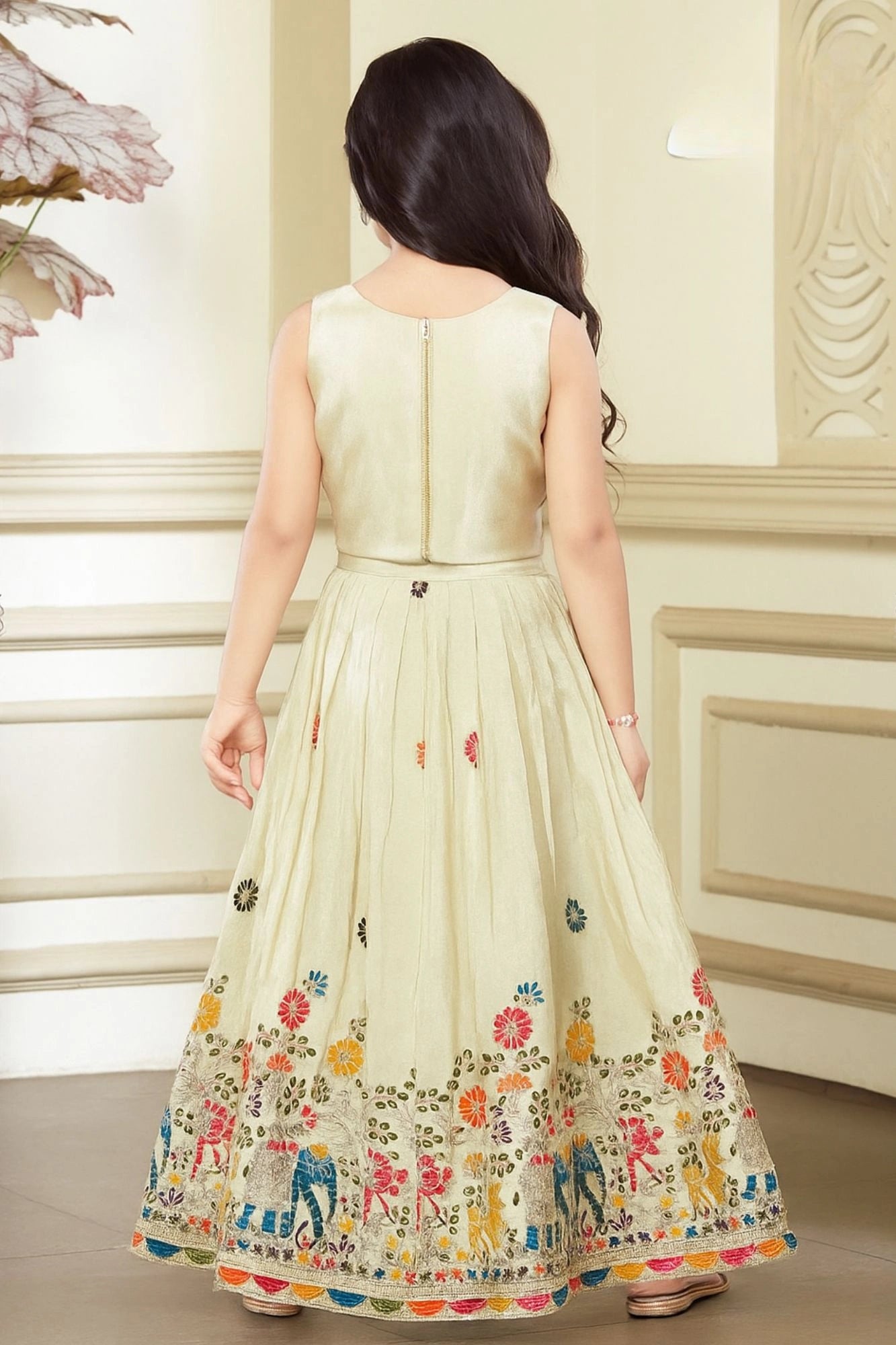 White Pink Folk Embroidered Lehenga Choli for Girls Lagorii Kids White Pink Folk Embroidered Lehenga Choli for Girls Lagorii Kids