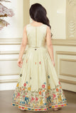 White Pink Folk Embroidered Lehenga Choli for Girls