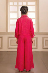 Rani Pink Embellished Palazzo Set for Girls