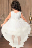 White Net Multilayer With Ruffle Frock For Girls